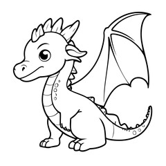 Vector illustration of a cute Dragon doodle for toddlers worksheet
