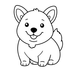 Cute vector illustration WelshCorgi doodle for kids colouring page