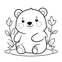 Simple vector illustration of Bear drawing for children page