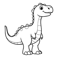 Simple vector illustration of Dino for kids colouring worksheet