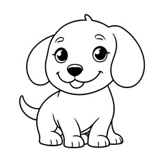 Simple vector illustration of Dachshund drawing for toddlers colouring page