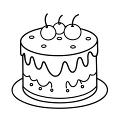 Simple vector illustration of Cake for children colouring activity