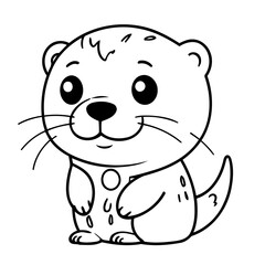 Cute vector illustration Otter drawing for children page