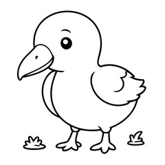 Vector illustration of a cute Albatrosse doodle for kids colouring page