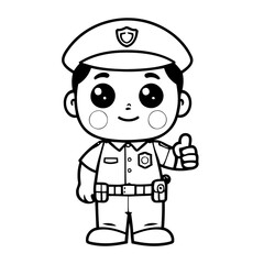 Vector illustration of a cute Policeman doodle for children worksheet