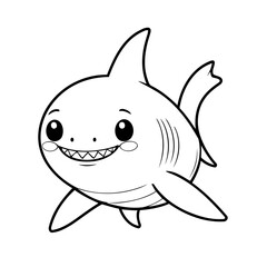 Vector illustration of a cute Shark drawing for kids page