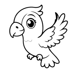 Vector illustration of a cute Parrot drawing for toddlers colouring page