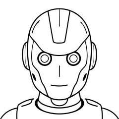 Vector illustration of a cute Robot drawing colouring activity