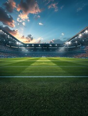 The Emptied Soccer Stadium at Dusk