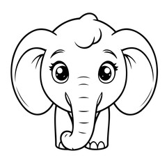 Simple vector illustration of Elephant for children colouring activity