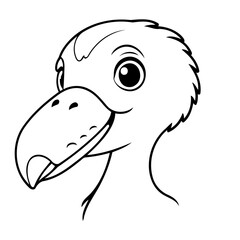 Vector illustration of a cute Dodo drawing for toddlers coloring activity