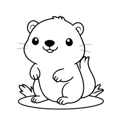 Simple vector illustration of beaver for kids colouring worksheet