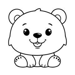 Simple vector illustration of Bear doodle for toddlers worksheet