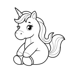 Simple vector illustration of Unicorn for kids coloring page