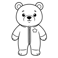 Vector illustration of a cute bear doodle for children worksheet