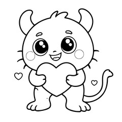 Cute vector illustration Monster drawing for kids colouring activity