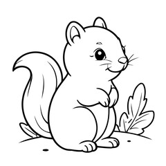 Vector illustration of a cute Chipmunk drawing for colouring page