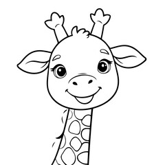 Simple vector illustration of giraffe doodle for toddlers worksheet