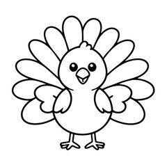 Cute vector illustration Turkey drawing for toddlers coloring activity
