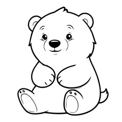 Vector illustration of a cute polarbear drawing for kids colouring page