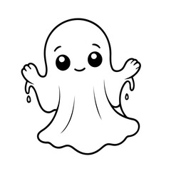 Cute vector illustration ghost doodle for toddlers colouring page
