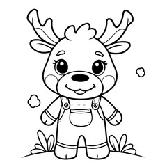 Simple vector illustration of Moose for toddlers colouring page
