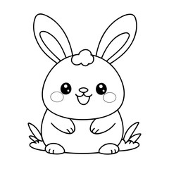 Cute vector illustration Bunny doodle for kids colouring page