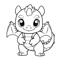 Cute vector illustration Dragon hand drawn for kids page