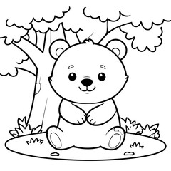 Simple vector illustration of Bear drawing for children page