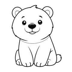 Cute vector illustration polarbear drawing for toddlers colouring page