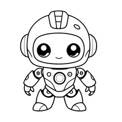 Cute vector illustration Robot drawing for children page