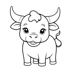 Cute vector illustration bull drawing for toddlers book