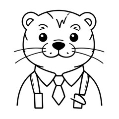 Cute vector illustration Otter doodle for toddlers coloring activity