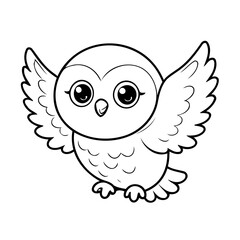Simple vector illustration of Owl for toddlers colouring page