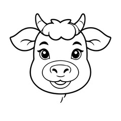 Vector illustration of a cute Cattle doodle for toddlers worksheet