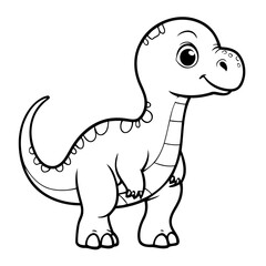 Cute vector illustration Dino for kids colouring page