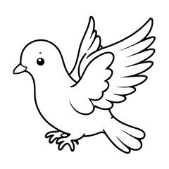 Vector illustration of a cute dove drawing for children page