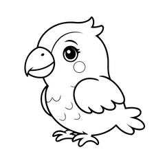 Simple vector illustration of Parrot hand drawn for kids coloring page