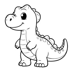 Simple vector illustration of Dino for toddlers colouring page