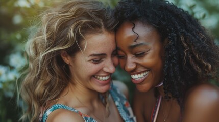 Fototapeta premium The joyful laughter of a lesbian couple, a symbol of love’s freedom.