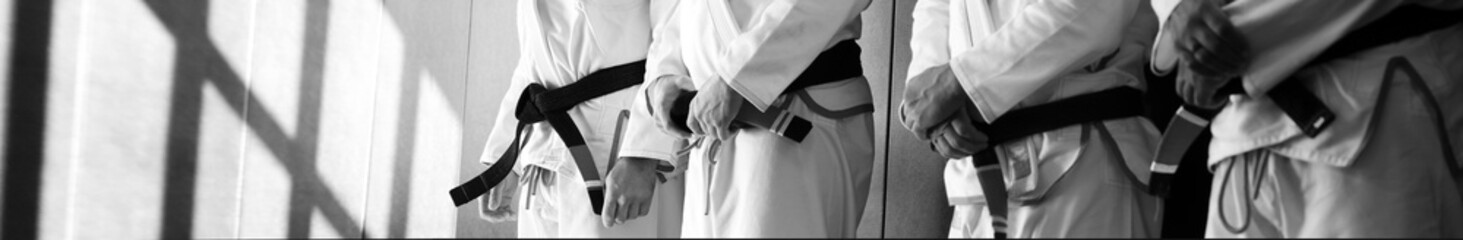 Jiu-jitsu black belt bjj web banner with copy space background