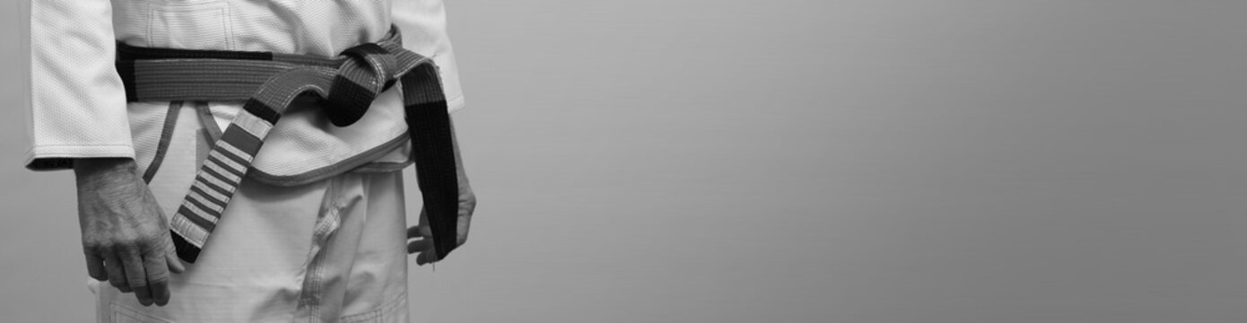 Jiu-jitsu black belt bjj web banner with copy space background