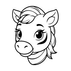 Vector illustration of a cute Zebra doodle drawing for kids page