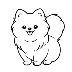 Vector illustration of a cute Pomeranian doodle for toddlers coloring activity