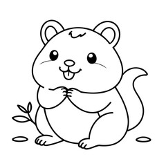 Cute vector illustration Hamster drawing for kids colouring activity