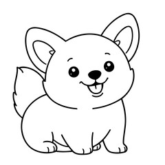Cute vector illustration Corgi hand drawn for kids coloring page