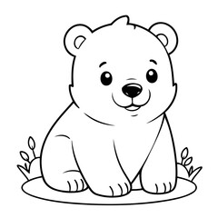 Cute vector illustration polarbear drawing for kids colouring page