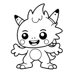 Cute vector illustration Monster doodle colouring activity for kids