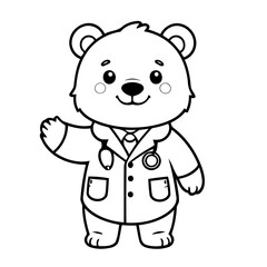 Simple vector illustration of Bear drawing colouring activity
