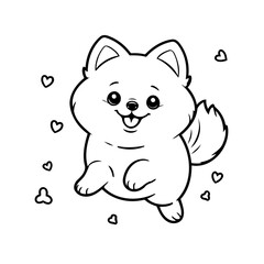 Simple vector illustration of Pomeranian drawing colouring activity